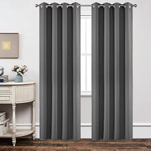 Blackout Curtains 84" L x 52" W, 2-Panel Thermal Insulated Grommet Drapes, Light Grey – Compatible with Standard Rods