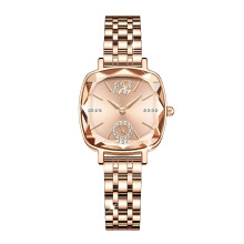 DESIGNICE Dames Quartz Horloges Polsbandje Vierkant Horloge Gemakkelijk afleesbare Wijzerplaat Kantoor Dames Mode Verstelbaar Roestvrij Staal Goud