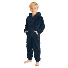 Plüschiger Kapuzen-Einteiler mit Reißverschluss für Jungen und Mädchen, Marineblau, Größe 12 Jahre – Warmer, flauschiger Overall mit Taschen,