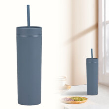 Gobelet isotherme en plastique à double paroi de 473 ml (16 oz) avec couvercle – Mug de voyage réutilisable pour eau/café, indispensable à la