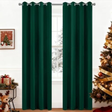Dark Green Blackout Curtains 52x84", 2 Panels, Thermal Insulated, Grommet, Light Blocking, Compatible with Standard Rods
