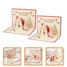 2-Pack Multi-Color Square Greeting Cards Holiday Photo Cards for Couples and Family Celebrations