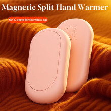 Magnetische, afneembare handwarmer, oplaadbaar via USB, draagbare zakverwarmer voor buitengebruik (roze)
