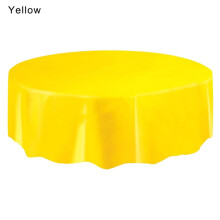 Toalha de mesa descartável premium amarela de plástico, capa de mesa circular (diâmetro de 83 polegadas).