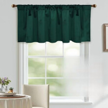 Dark Green Velvet Curtains 18" L, Rod Pocket, Blackout & Thermal Insulated, W40 x L18, 1 Panel – Compatible with Standard Curtain Rods