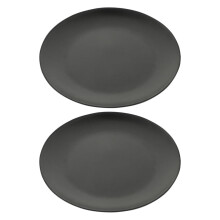 OUNONA Black Dinner Plates Set for Kitchen Use Stylish and Ideal for Pizza BBQ and More 2PCS