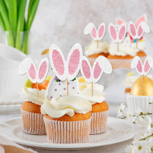 Paasglitterpapieren vlaggetjes voor het versieren van taarten, algemene feestartikelen voor de feestdagen, desserts en andere feestelijke