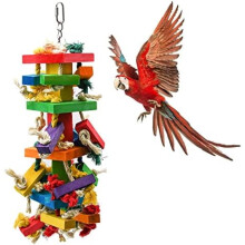 Bréagán Parrot Mór, Bréagán Parrot Éan 20 orlach, Bréagáin Choganta Éan Adhmaid Nádúrtha Il-dhathacha do Mhacawanna Móra, Liath Afracach