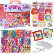 Valentine's Day Heart Fuse Bead Kits (24ct) – Perler Beads Pixel Art Craft, Party Favors & Card Decor – Compatible with Perler