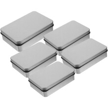 Caja de almacenamiento de hojalata plateada (5 unidades)
