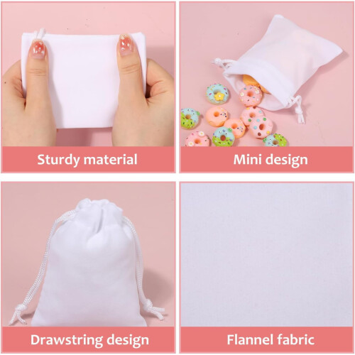 Sacos de veludo branco com cordão, 7,6 x 10,2 cm (3 x 4 polegadas), pacote com 20 unidades. 2