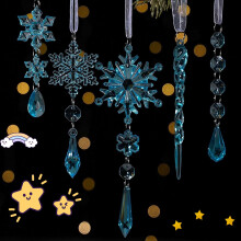 18 décorations de Noël en cristal en forme de flocons de neige et de glaçons – Décorations de Noël en acrylique, compatibles avec les thèmes