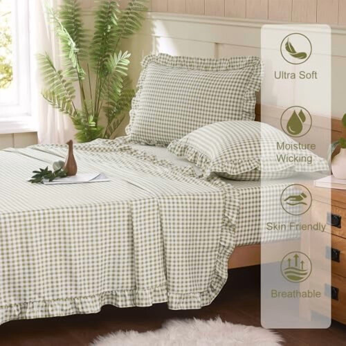 Σετ σεντόνια Gingham Queen 4 τεμαχίων από μικροΐνες 2