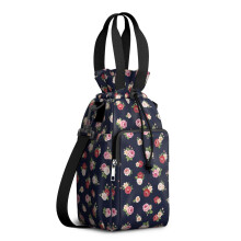 Sac isotherme à motif floral pour bouteille d'eau, avec bandoulière et poche pour téléphone, compatible avec les bouteilles standard de 590 à