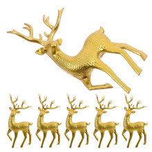 Homoyoyo Élégante Statue de Cerf Statues d'Élan Décoration Festive Dorée Famille Noël 6 pièces