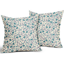 Vintage kussenhoezen met bloemenprint, 18x18 inch, linnenmix, set van 2