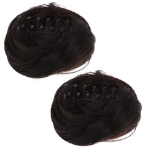 Black Faux Hair Bun Clip 2-Pack