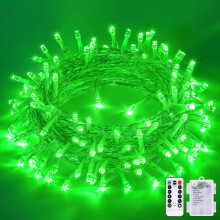 Luzes de Natal Green33ft100LED com bateria, controle remoto de 8 modos, à prova d'água para uso interno e externo — compatíveis com a