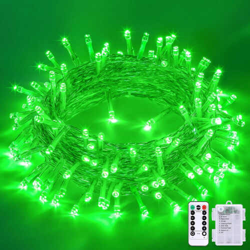 Χριστουγεννιάτικα φωτάκια μπαταρίας Green33ft100LED, τηλεχειριστήριο 8 λειτουργιών,