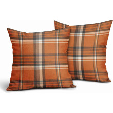 Kussenslopen met ruitjespatroon 20x20 inch, donkeroranje en blauw