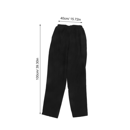 2Pcs Black Chef Pants Breathable Easy Wash Polyester-Cotton Workwear 1