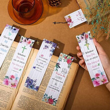 20 Bible Verse Bookmarks with Cross Pendants