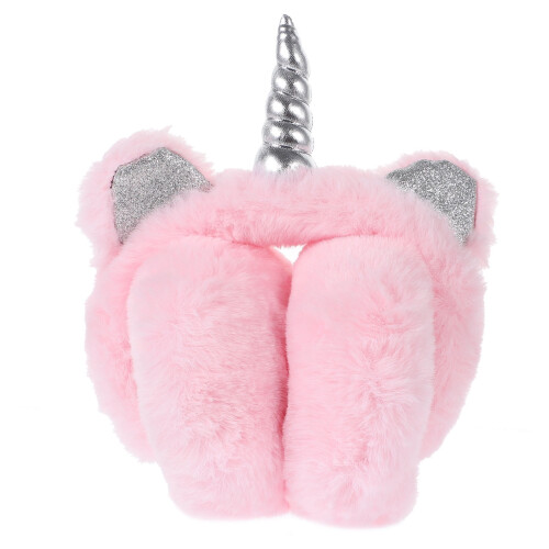 Protetores de ouvido de unicórnio em pelúcia, cor rosa, com design antiderrapante, 19 cm (7,5 polegadas).