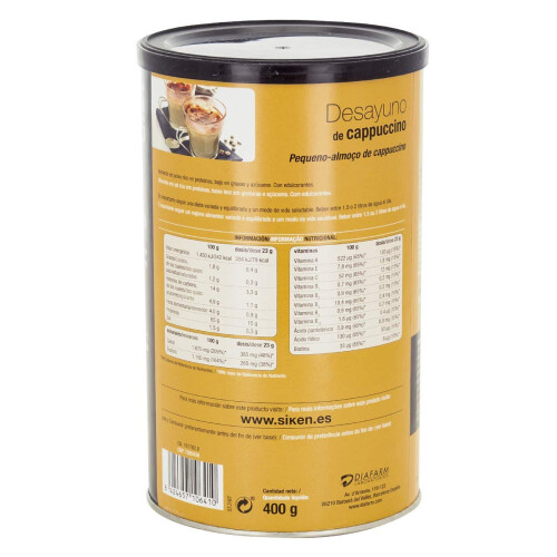 Siken Diet - Desayuno de Cappuccino, Bote de 400 g 2