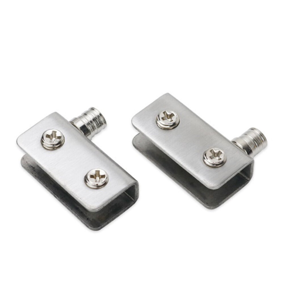1 Pair Glass Door Hinges Stainless Steel Cabinet Pivot Hinge Clip No Drilling 9329345087653