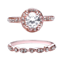 Women Faux Zircon Rhinestone Finger Ring for Proposal Wedding White