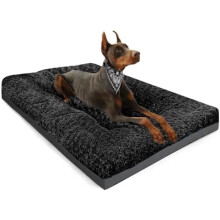 XL Washable Plush Dog Bed Black 41x27 Inch