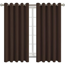 Blackout Curtains for Bedroom - Grommet Thermal Insulated Room Darkening Curtains for Living Room, Set of 2 Panels (70 x 63 Inch, Brown)
