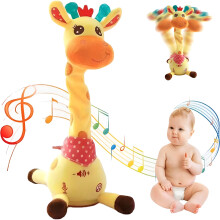 Dansende, pratende giraffe, zingend en herhaalt wat je zegt, pluche, nek kan draaien, oplaadbaar, educatief speelgoed voor peuters van 1-3 jaar