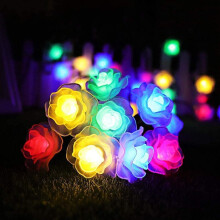 Solar Rose Flower String Lights, Waterproof, 8 Modes, Starry Fairy Lights for Garden, Path, Home, Wedding & Party Decor