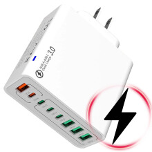 8-v-1 vodotesná rýchlonabíjačka USB-C/USB-A, celkový výkon 100 W, maximálny výkon PD65 W, krytie IP67, globálny cestovný adaptér –