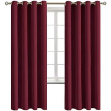 Blackout Curtains for Bedroom - Grommet Thermal Insulated Room Darkening Curtains for Living Room, Set of 2 Panels (52 x 72 Inch, Burgundy)