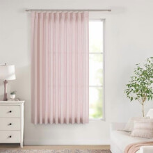 Soft Pink Pinch Pleat Semi-Sheer Linen-Blend Curtains, 60"x72", Light Filtering, for Living Room/Bedroom, 1 Panel with Hooks