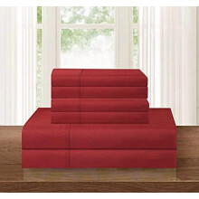 Microfiber Bedding Set Burgundy Queen 6-Piece