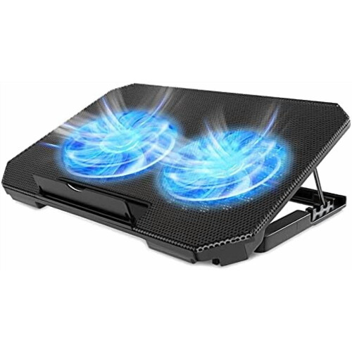 Base de resfriamento para laptop com altura ajustável, duas ventoinhas de 5,1 polegadas e duas portas USB, adequada para laptops de 12" a 15,6"