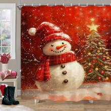 Rideau de douche décoratif sur le thème des bonhommes de neige de Noël, 180 x 150 cm. Rideau de séparation pour toilettes. Plusieurs modèles