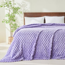 King Flannel Fleece Throw Blanket, 350GSM Lavender