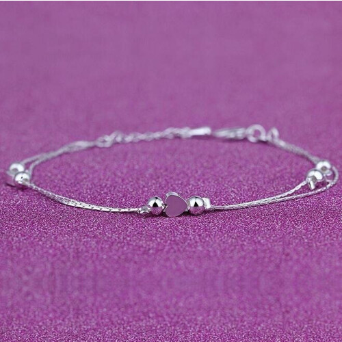 Cavigliera con ciondolo, bracciale per caviglia con perline (argento) 1