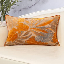 Orange Leaf Rectangle Pillow Cover Cut Velvet Cushion Cover Luxury Modern Pillowcover for Couch Living Room Bedroom,12x20 Inch
