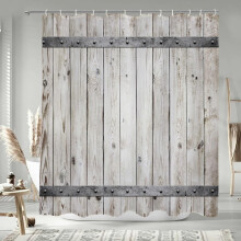 Rideau de douche vintage en planches de bois 72 x 84 po – Style rustique, imperméable, avec crochets, compatible avec les tringles standard