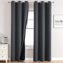 Blackout Curtains 42x63 in, 2-Panel Light Grey Polyester
