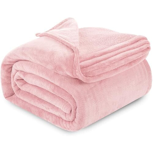 King Size Pink Fleece Blanket Lightweight Microfibre