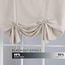 Blackout Tie-Up Thermal Curtains for Small Windows, Ivory, Rod Pocket, 42"x63", 2 Panels