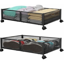 Metal Under Bed Storage Container with Wheels – 2 Pack