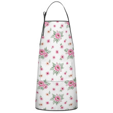 Floral Print Cotton Linen Apron with Pockets 33x27 Inch