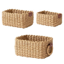 3pcs Woven Storage Basket,Paper Rope Storage Basket with Handle,Small Woven Basket for Organising,Decorated Gift Basket